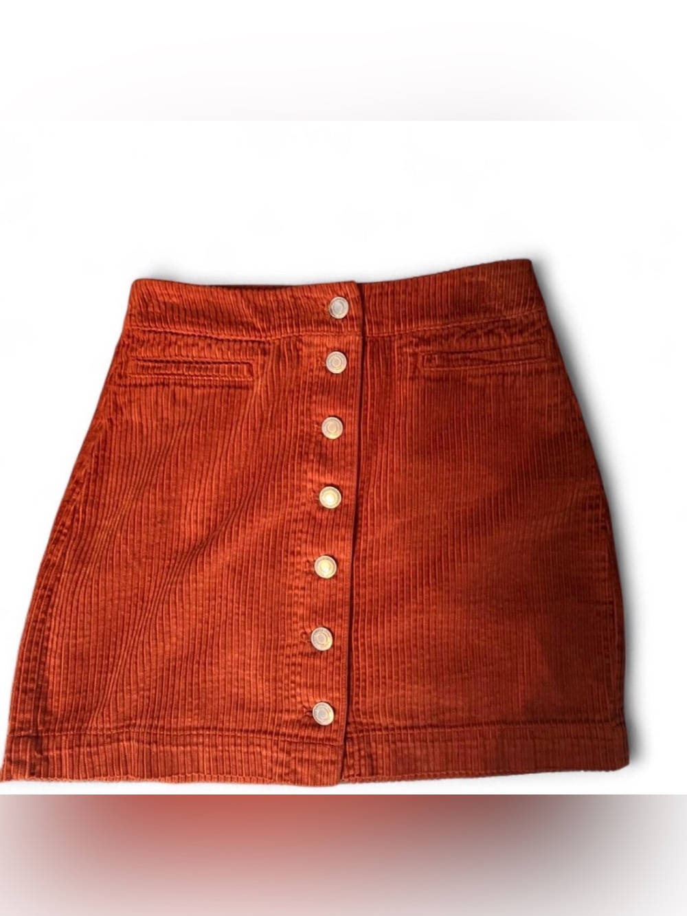 Aritzia Wilfred Free Burnt Orange Button-Front Corduroy Mini Skirt
